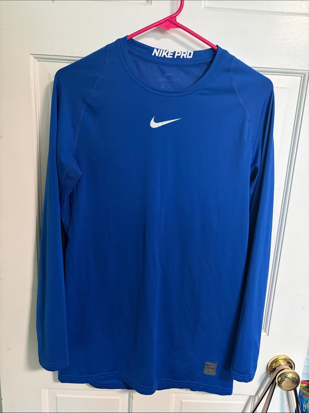 Nike Blue Long Sleeve Training Top with White Swoosh
